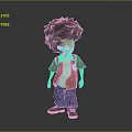 Stylized 3D Character With Afro Hairstyle Brown Jacket White Shirt Blue Pants And Gray Shoes