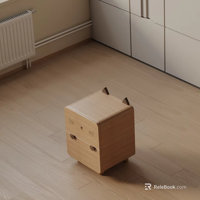 Cute Wooden Side Table With Cat Shaped Design For Indoor Living Space 3d model 