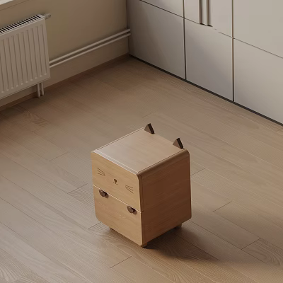 Cute Wooden Side Table With Cat Shaped Design For Indoor Living Space 3d model