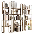 Modern Stylish Multi Tiered Shelf Unit With Books Decorative Vases And Ornaments