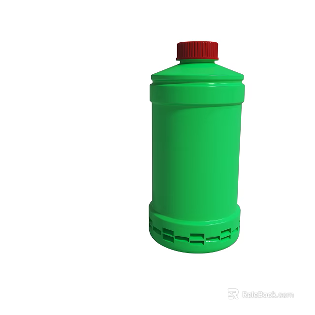 Green Plastic Bottle With Red Cap And Textured Bottom Design 3d model 