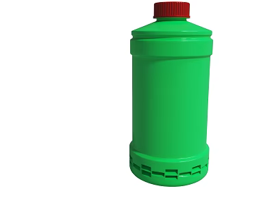 Green Plastic Bottle With Red Cap And Textured Bottom Design 3d model