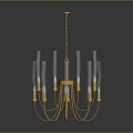 Modern Chandelier Featuring Golden Frame And Glass Tubes Design