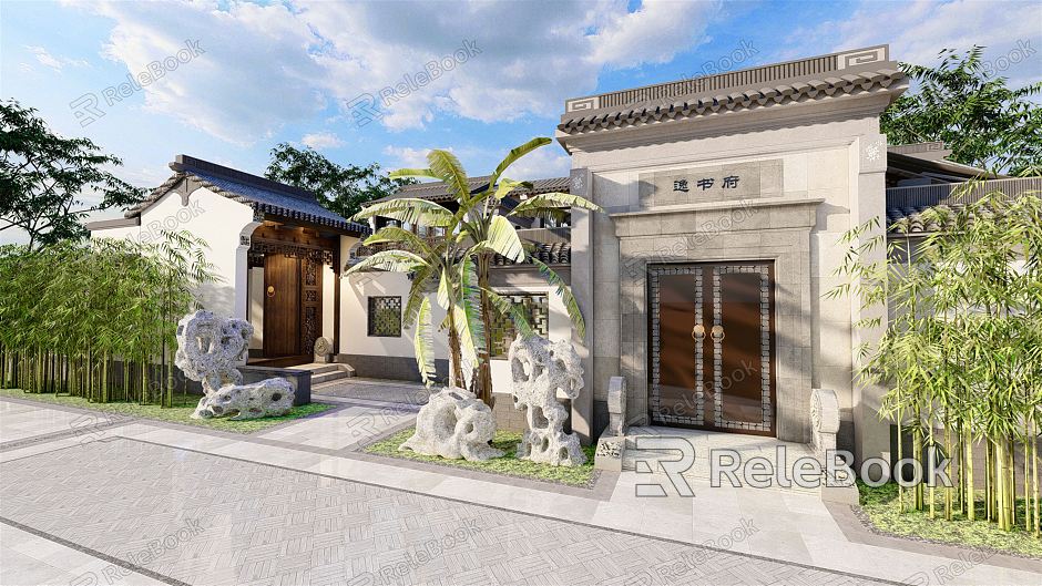 Chinese style double-family villa residence model