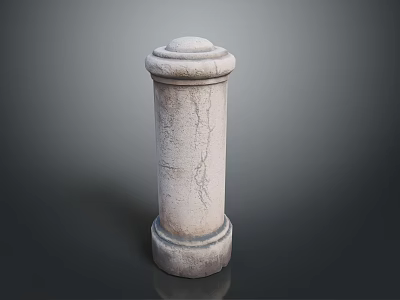Modern Stone Column Interior Design With Cracked Surface And Smooth Base 3d model