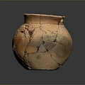 Ancient Handcrafted Clay Sculpture with Intricate Carved Patterns and Cracked Texture Design