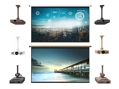 Projection Monitoring System With Projectors And Screens For Security Surveillance 3d model