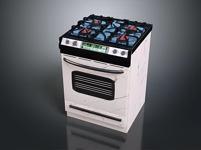 Modern Kitchen Appliance Gas Stove With Oven Digital Display And Multiple Burners 3d model
