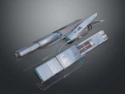 Futuristic Metallic Motorcycle With Sleek Body Structure And Blue Tech Accents Design 3d model