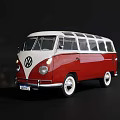Classic Red And White Vintage Volkswagen Van With Retro Design Features