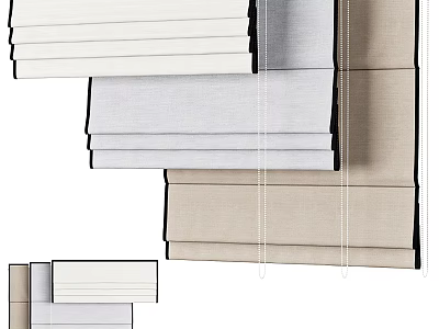 Stylish Roman Blinds In Various Colors And High Quality Fabric For Home Decor 3d model