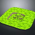 Lush Green Square Landscape With Central Gray Path And Grass Area
