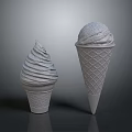 Sweet Delicious Ice Cream Cones With Swirled Soft Serve And Scooped Creamy Treats