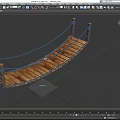 Rustic Wooden Suspension Bridge With Rope Railings Log Posts And Wooden Planks