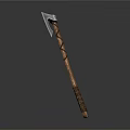 Traditional Axe Weapon With Wooden Handle And Sharp Metal Blade