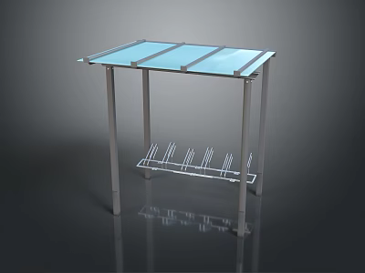 Modern Glass Top Table With Metal Frame And Underneath Wine Rack Structure 3d model