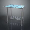 Modern Glass Top Table With Metal Frame And Underneath Wine Rack Structure