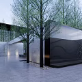 Modern Entrance Gate Architectural Design With Trees Stone Walls And Metal Elements