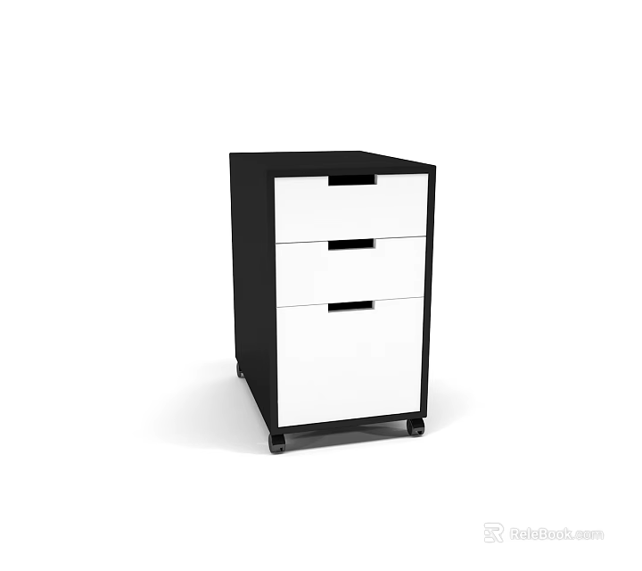 Modern Minimalist Chest of Drawers With Black Frame White Drawers and Simple Handles 3d model 