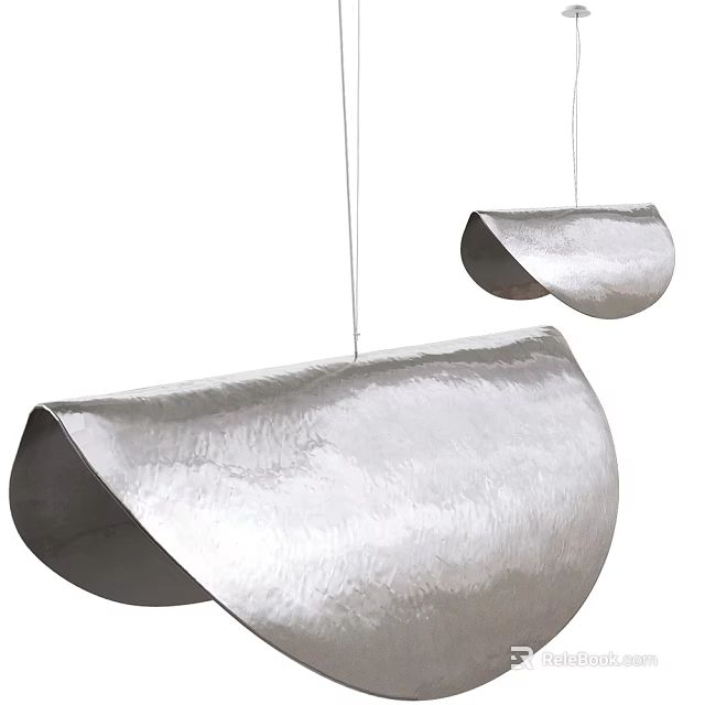Sleek Modern Silver Curved Pendant Lights With Contemporary Metallic Decorative Design 3d model 