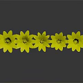 Cartoon Scene of Vibrant Purple Flowers Arranged in a Row on Gray Background