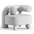 Unique Modern Leisure Chair With Geometric Pattern Backrest And Soft Boucle Seat Spherical Wooden Legs