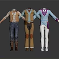 Casual Clothing Assortment Featuring Vest Shirt Pants Boots And Belt In Various Styles