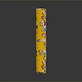 Yellow Toy Train Model With Colorful Cartoon Patterns And Detailed Exterior