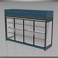 Electronic Refrigerated Display Case Commercial Glass Doors Blue Top Multiple Shelves For Retail Product