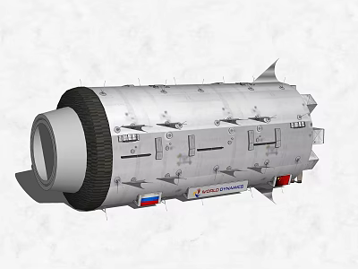 Detailed View of ROSCOSMOS Spacecraft Module With Cylindrical Structure And Surface Equipment 3d model