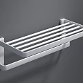 Modern Wall Mounted Bathroom Shelf With Silver Metal Frame And Towel Storage
