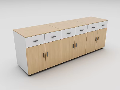 Modern Entryway Cabinet Sideboard With Wooden Surface White Body Drawers And Cabinet Doors 3d model