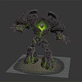 Detailed Rock Construct Mythical Creature With Green Glowing Muscular Body Elements 3d model