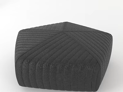Modern Black Woven Fabric Sofa Stool With Diagonal Stitch Pattern Design 3d model