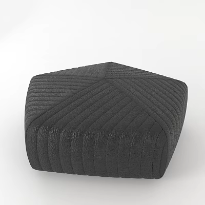 Modern Black Woven Fabric Sofa Stool With Diagonal Stitch Pattern Design 3d model