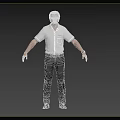 Man Standing In White Short Sleeve Shirt Black Pants Brown Shoes And Watch