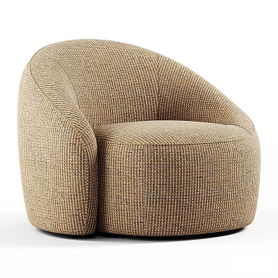 Modern Round Single Sofa With Woven Beige Texture And Comfortable Design 3d model