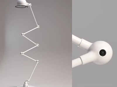 Modern White Floor Lamp With Adjustable Flexible Joints And Round Light Head 3d model