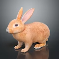 Detailed Tan Rabbit Figurine Standing With Large Ears On Dark Background