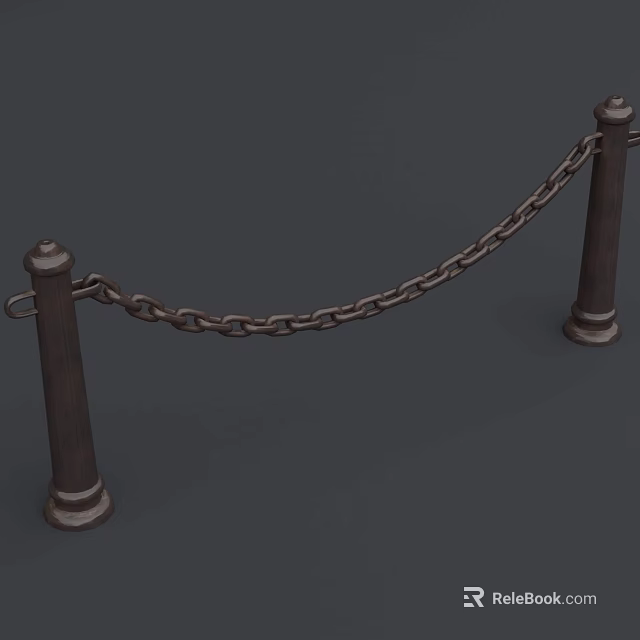 Metal Railing With Chain Link Between Decorative Posts For Safety And Decoration 3d model 