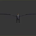 3D Pterosaur Character Model With Large Wings And Yellow Orange Head Crest On Black Background