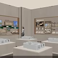 Elegant Modern Sales Office Interior With Sample Displays Models And Counters