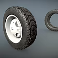 Two Car Tires With White Rim And Tread Pattern Design 3d model