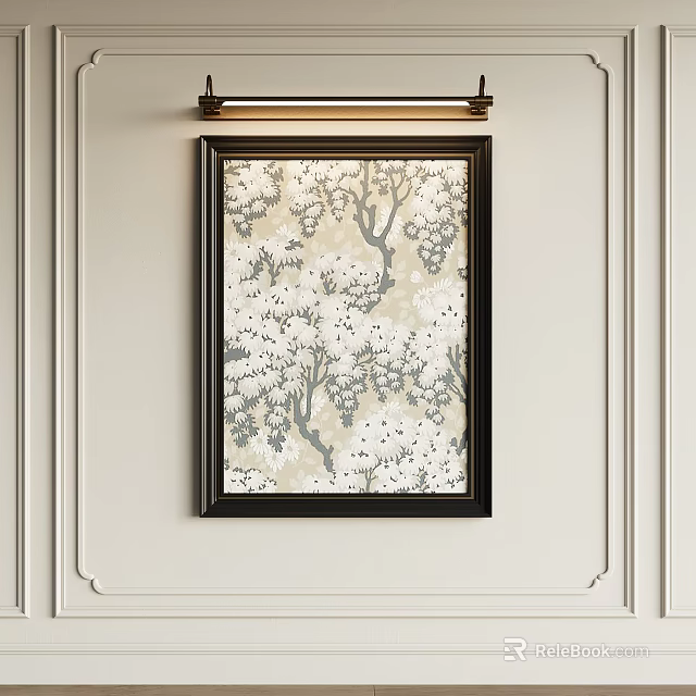 Decorative Framed Abstract Painting On Wall As Interior Decor Art Piece 3d model 