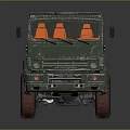 Green Military Truck Chassis with Multiple Wheels and Exposed Frame Structure