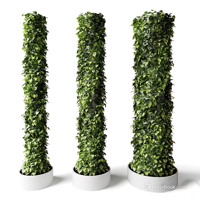 Lush Green Decorative Vines Covering Pillars For Indoor Outdoor Garden Decor 3d model 