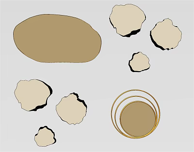 Modern mirror creative shaped mirror decorative mirror combination 3d model