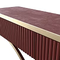 Luxury Burgundy Console Table With Ribbed Drawer Front And Golden Curved Crossed Metal Legs