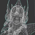 Fantasy Game Movie Character With Ornate Headdress Purple Gem And Red Eyes