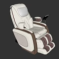Dual Modern Massage Chairs With White Beige Brown Leather And Control Panel